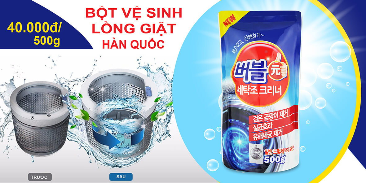 Bột vệ sinh lồng giặt cao cấp Hàn Quốc 0,5kg (thích hợp mọi máy giặt)